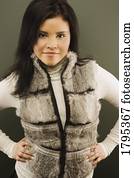 Woman with a fur vest