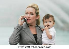 mamã carreira, controlar, negócio, e, família