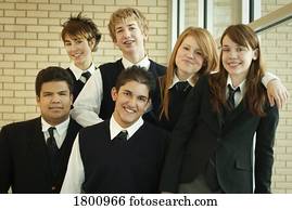 Group of kids posing in school uniform