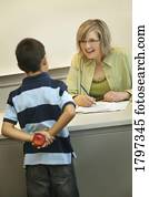 maçã, para, a, professor