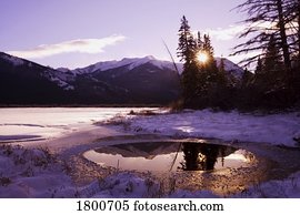 Sun setting in the mountains