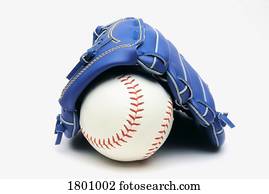 um, basebol, azul, luva