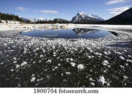 Winter lake among mountains