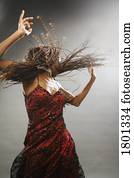 Woman dancing in fancy dress