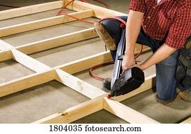 carpinteiro, trabalhando, com, acione ferramenta