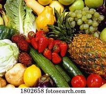 cima, de, frutas legumes