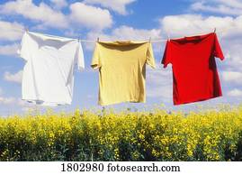 Clothes hanging to dry on clothesline
