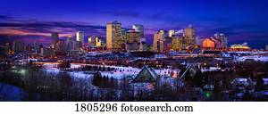 edmonton, inverno, skyline
