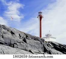 farol, ligado, um, penhasco