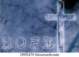 imagem, de, um, crucifixos, com, a, palavra, 'hope'