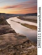 Red Deer River before sunrise in Alberta, Canada