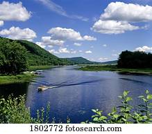 verão, paisagem rio