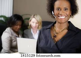 Front view of a business woman in office