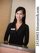 Woman behind counter