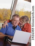 Man working on lap top computer