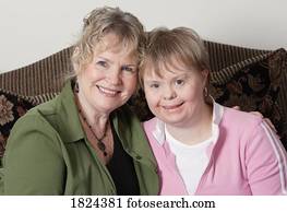 retrato, de, mãe filha