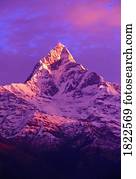 vista, de, machhapuchhare, em, amanhecer, de, Sarangkot, annapurna, região, nepal