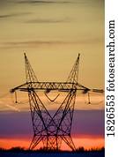 mostrado silhueta, torre transmissão