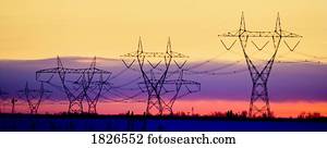 mostrado silhueta, torres transmissão