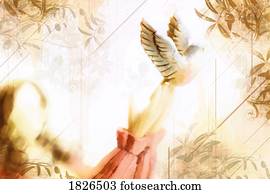 mulher, deixando, pássaro, livre