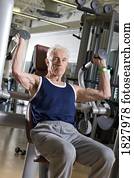 Senior man working out