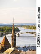 View from Castle Hill, Buda side of Central Budapest, Capital of Hungary, Europe  