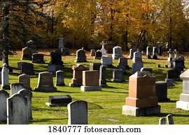 cemitério, em, a, outono