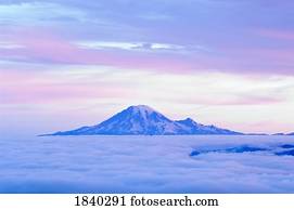 monte chuvoso, e, nebuloso, vales, monte, Adams, selva, washington, eua