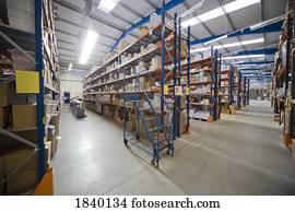 shelving, em, um, armazém