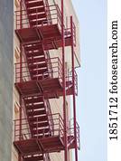 Fire escape on side of apartment building  