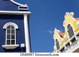 Oranjestad City, Aruba, Caribbean; Dutch colonial architecture on Main Street