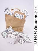 Paper bag full of money