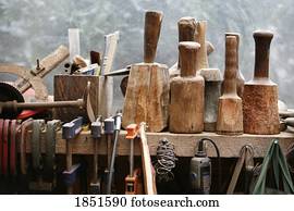 Tofino, British Columbia, Canada; Wood carving tools from the First Nations