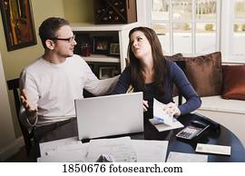 Young couple with financial stress