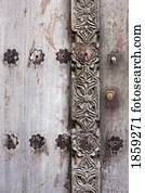 Detail of carved wooden door in Lamu, Kenya