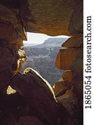 Cave at Toroweap forms a natural window on the Grand Canyon, Arizona, USA