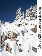 fresco, nevada, ligado, penhasco rochoso