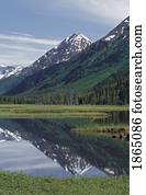 Snow-capped mountains, Tern Lake, Alaska