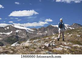 hiker, ligado, montanha