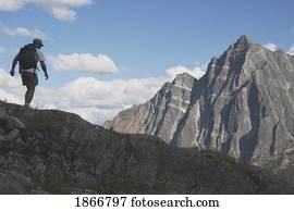 Hiker on a mountain ridge