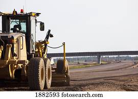 Road Construction Using A Grader; Edmonton, Alberta, Canada