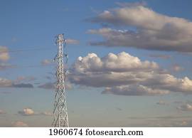 linha transmissão poder, e, tower;, edmonton, alberta, canadá