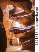 A Scene In Antelope Canyon A Narrow Canyon Carved Out Of The Sandstone Found On The Navajo Nation Reservation;Page Arizona United States Of America