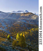 breithorn, e, matterhorn, geleira, paradise;Valais, suíça