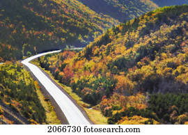 Cabot Trail Winds Through Autumn Colors In Cape Breton Highlands National Park.