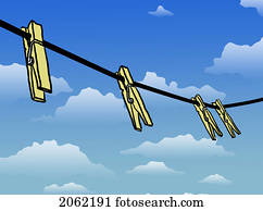 Clothespins On Clothesline