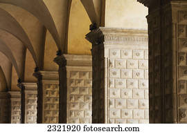 Detail Of A Row Of Arched Colonnades;Bologna Emilia-Romagna Italy