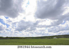 dramático, nubes, de, campo verde, lumsden, saskatchewan, canadá