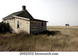 edifício abandonado, em, cidade ghost, de, Robsart, saskatchewan, canadá