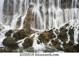 cachoeiras, respingue, e, streaming, sobre, pedras